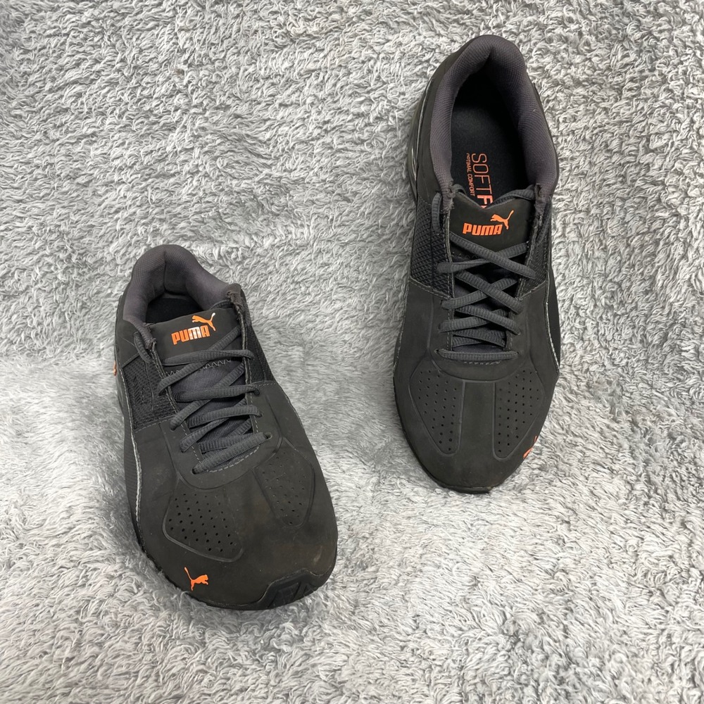 Puma Viz Runner Mens‎ Sneaker 7.5 Black Lace Up Orange Accents